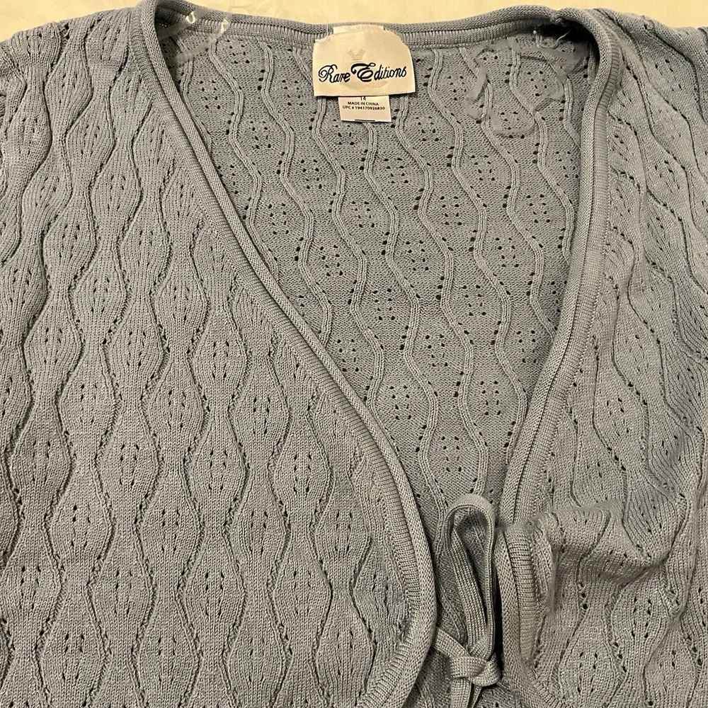 Rare Editions Knit cardigan Bell sleeves Blue NWT Size 14 Medium